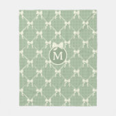 Kokette Schleifen Gingham Monogramm Creme Salbei G Fleecedecke (Vorderseite)