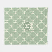 Kokette Schleifen Gingham Monogramm Creme Salbei G Fleecedecke (Vorderseite (Horizontal))