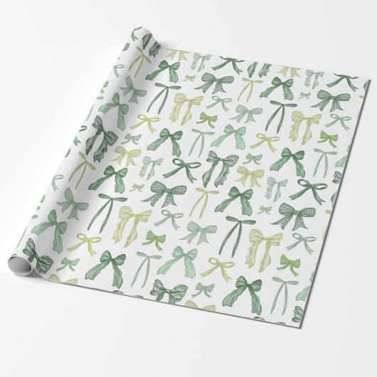 Kokette Schleifen in Salbeigrün Geschenkpapier (Ungerollt)