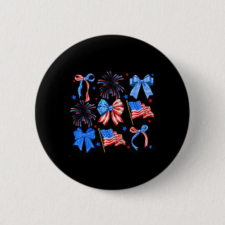 Kokette Schleifen Rot Weiß Blau USA-Flagge 4. Juli Button