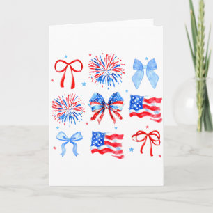 Kokette Schleifen Rot Weiß Blau USA-Flagge 4. Juli Karte