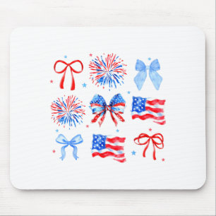 Kokette Schleifen Rot Weiß Blau USA-Flagge 4. Juli Mousepad