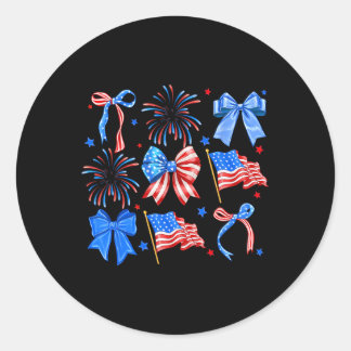 Kokette Schleifen Rot Weiß Blau USA-Flagge 4. Juli Runder Aufkleber