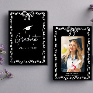 Kokette schwarze Bow Graduation Announcement-Foto Einladung