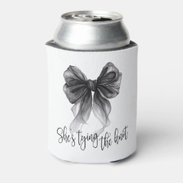 Kokette schwarze Schleife, sie macht den Knoten  Dosenkühler