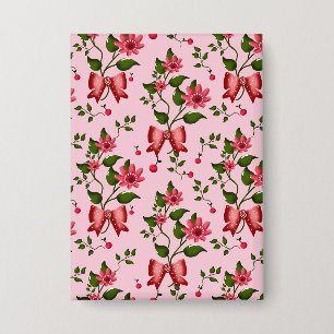 Kokette Tapete mit Blumen-Schleifen-Muster Button