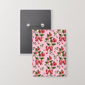 Kokette Tapete mit Blumen-Schleifen-Muster Button (Vorderseite/Rückseite)