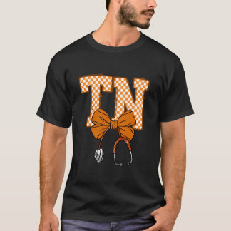 Kokette Tennessee Stethoskop-Schleife Kariert Tenn T-Shirt
