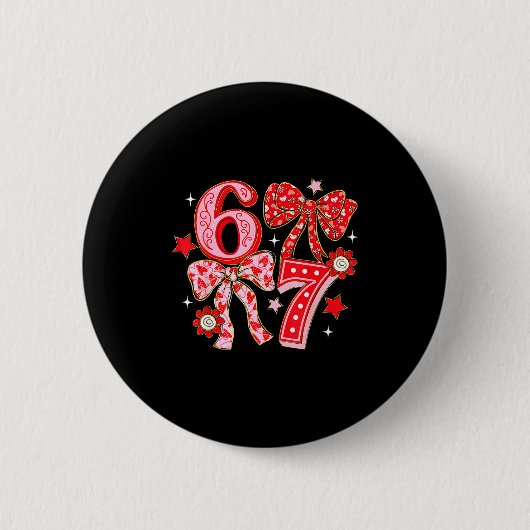 Kokette Valentine 67 Sechs Sieben Bogen Valentinst Button (Vorderseite)