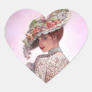 Kokette viktorianische Dame "Betty Lu" Herz-Aufkleber