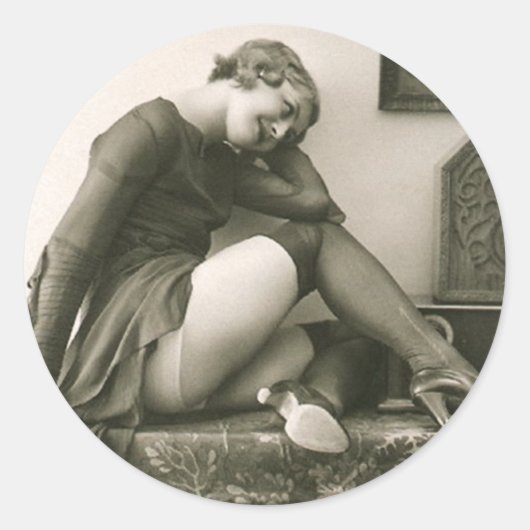 Kokette Vintage Button-Up Girl Stickers (Vorderseite)