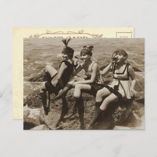 Kokette Vintage französische Postkarten Party Girl (Vorne/Hinten)