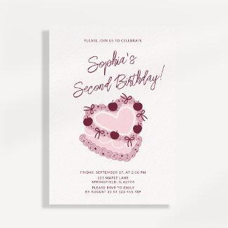 Kokette Vintage-Kirschkuchen-Geburtstagseinladung Save The Date