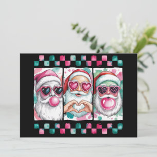 Kokette Weihnachts-Santa-Schleife Retro-Preppy-Xma Feiertagskarte