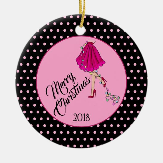 Kokette Weihnachtsfeier Keramik Ornament (Vorne)