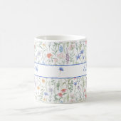 Kokette Wildblumenwiese Personalisiert Blau Kaffeetasse (Mittel)