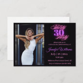 koketten.30. Geburtstag Foto rosa Neon schwarz Einladung (Vorne/Hinten)