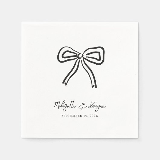 Koketten-Bogen Handgezeichnete Hochzeit Serviette (Vorderseite)