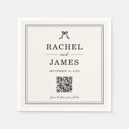 Koketten-Bogen-Hochzeitsfoto-Sharing-QR-Code Minim Serviette (Vorderseite)