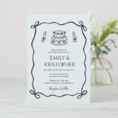 Koketten-Bogen-Hochzeitstorte Einladung (Stehend Vorderseite)