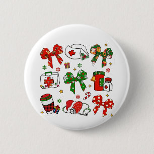 Koketten-Bogen-Krankenschwester-Weihnachten-Pflege Button