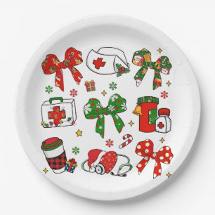 Koketten-Bogen-Krankenschwester-Weihnachten-Pflege Pappteller