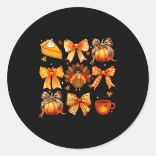 Koketten-Bogen-Kürbis-Saison Thanksgiving-Herbst-F Runder Aufkleber