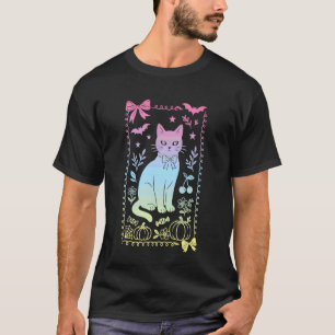 Koketten-Bogen-Schwarze-Katze-Familiar-Pastel-Goth T-Shirt