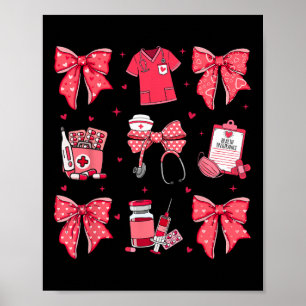 Koketten-Bogen-Stethoskop Valentinstag Rn Pct Cna Poster