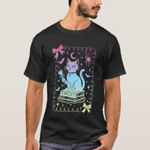 Koketten-Bogen Süße Schwarze Katze Bücher Sprüche  T-Shirt