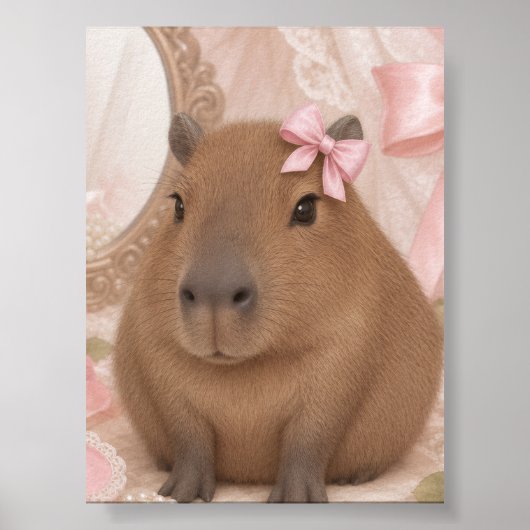 Koketten Capybara rosa Schleife Poster (Vorne)
