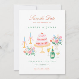 Koketten Charme Handgemalte Hochzeit Save the Date