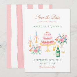Koketten Charme Handgemalte Hochzeit Save the Date