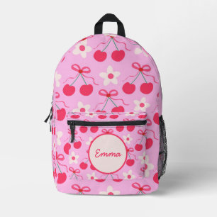 Koketten Kirschen mit roten Schleifen und Blumen i Bedruckter Rucksack