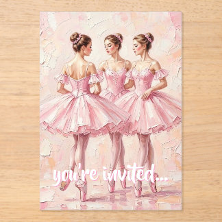 Koketten-Rosa-Ballerina-Geburtstagseinladung Acryleinladungen