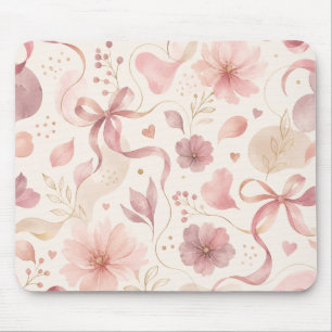 Koketten-Rosa-Blumen-Schleife-Mauspad Mousepad