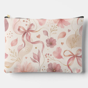Koketten-Rosa-Blumen-Schleifen-Kosmetikbeutel Zubehörtasche