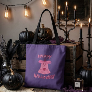 Koketten rosa Geist Frohes Halloween Digitale Kuns Tasche