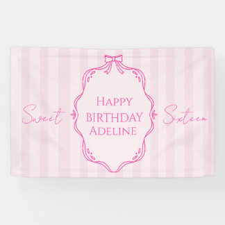 Koketten rosa gestreiften Sweet 16 Geburtstagsbann Banner