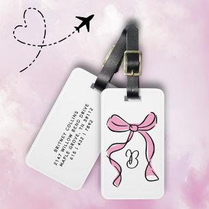 Koketten rosa Schleife Anfangsmonogramm Minimal Sc Gepäckanhänger