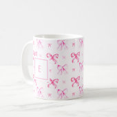 Koketten-Rosa-Schleife-Schickes-Mädchen-Monogramm Kaffeetasse (Vorderseite Links)