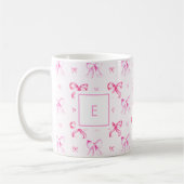 Koketten-Rosa-Schleife-Schickes-Mädchen-Monogramm Kaffeetasse (Links)