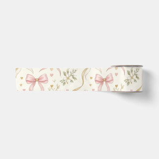 Koketten-Rosa-Schleife und Vintage-Blumenband Satinband