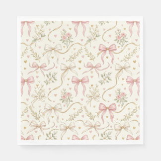 Koketten-Rosa-Schleife Vintage-Blumen-Papier-Servi Serviette