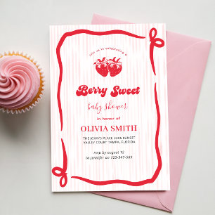 Koketten-Rosa-Schleifen-Beeren-süße-Baby-Party Einladung