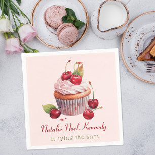 Koketten-Rosa-Schleifen-Kirschkuchen-Fancy-Girl-Äs Serviette