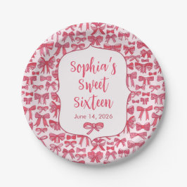 Koketten-Rosa-Schleifen-Party-Papierplatten Pappteller
