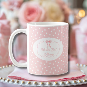 Koketten-Rosa-Tupfen-Foto der besten Mama der Welt Kaffeetasse