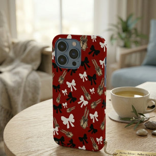 Koketten-Rot-Weiße-Schleifen-Muster iPhone 15 Pro Hülle