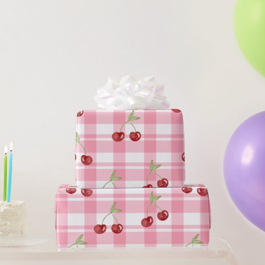 Koketten roten Süßkirschmuster Geschenkpapier (Partygeschenke)